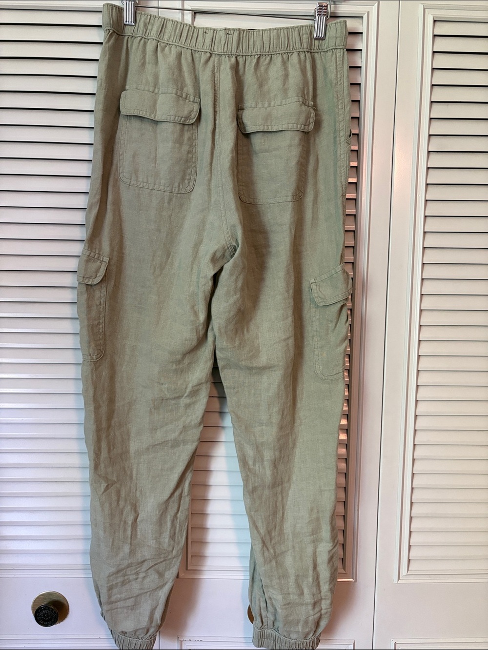 Nicole Miller 100% Linen Pale Sage Green Women’s Cargo Jogger Size L - Picture 6 of 10